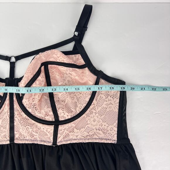 NEW Torrid 3XL Pink Lace & Black Mesh Underwire Strappy Babydoll Underwire Bra - Picture 12 of 13